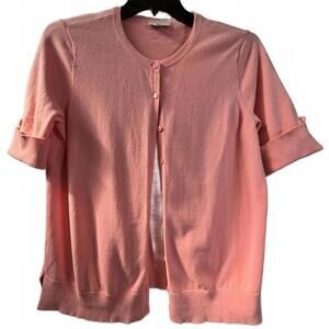 Loft Short Sleeve Button-Up Cardigan Sweater Size L